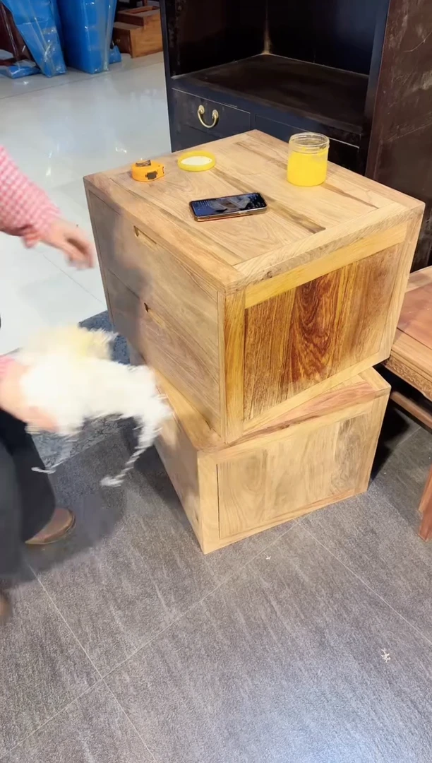 花梨木类成套家具刺猬紫檀床头柜一对（毛胚有白皮树结烂疤