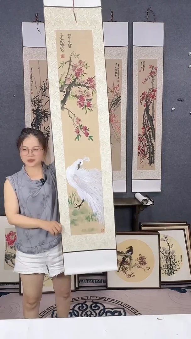 国画175*32吴铁成手绘卷轴