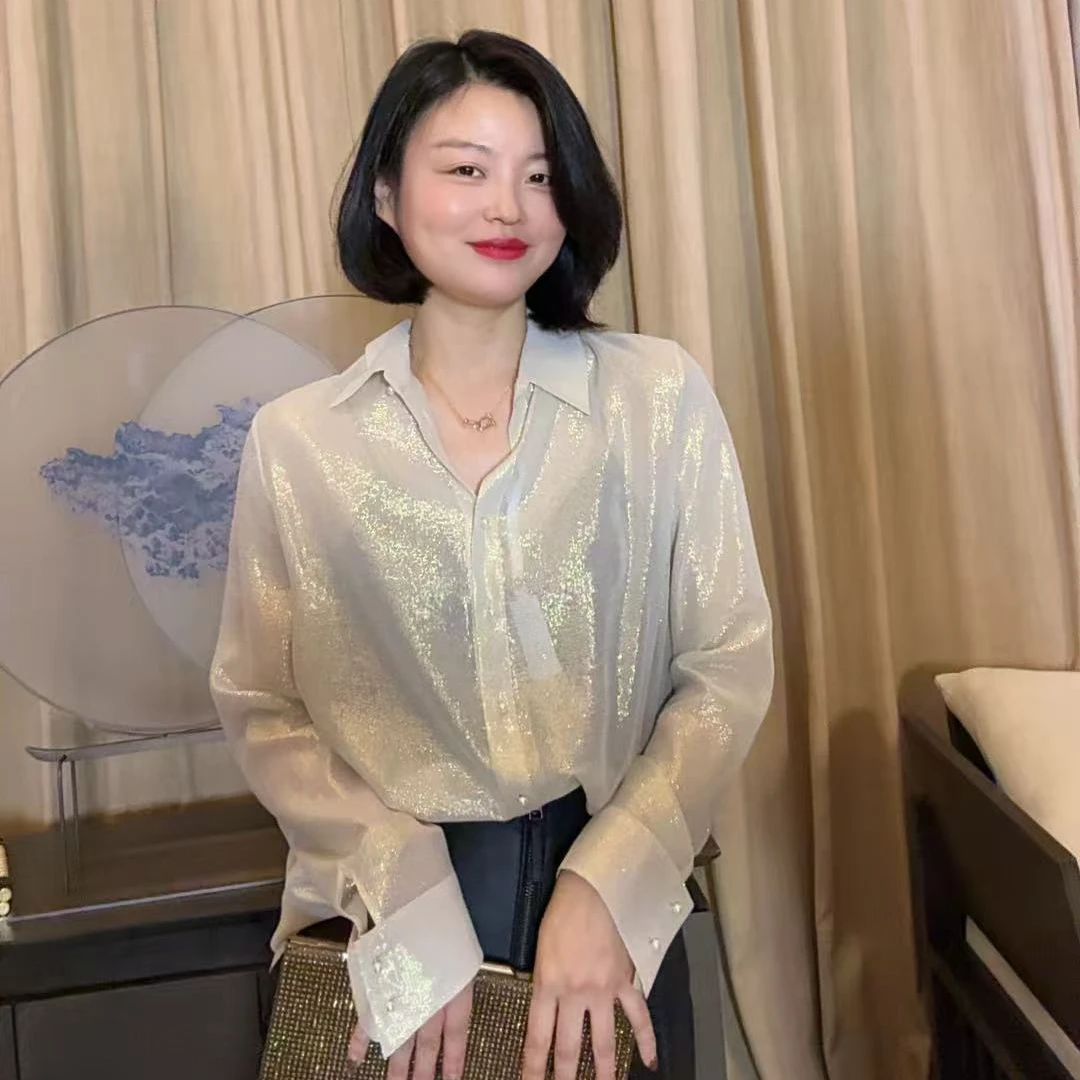 TANTAN 简约百搭气质长袖轻奢衬衫HR 2519