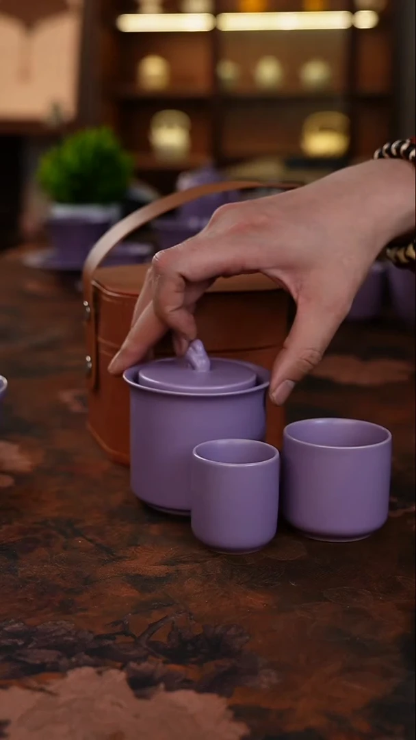 北溪堂紫色手抓壶旅行茶具8000