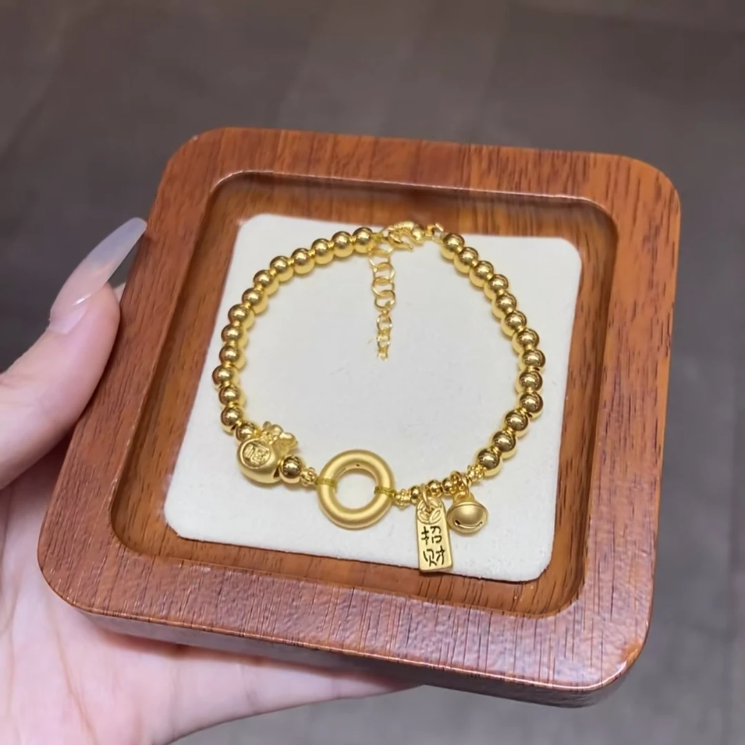 铜合金手链 轻奢新中式百搭招财纳福平安扣手链高级精致百搭手饰