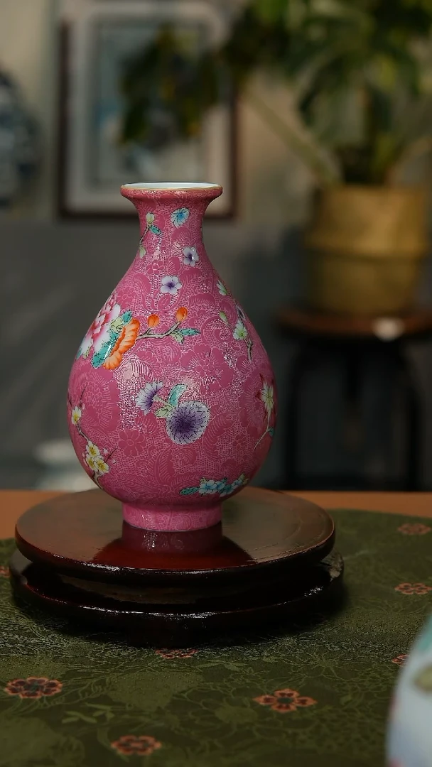 【闪购商品】034国企好瓷推荐扒花牡丹玉壶春赏瓶