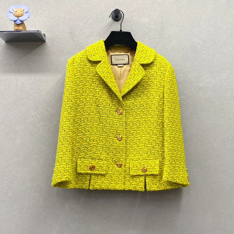 99新 GUCCI/古驰 黄色外套 时尚百搭 潮流修身/尺码s/000483