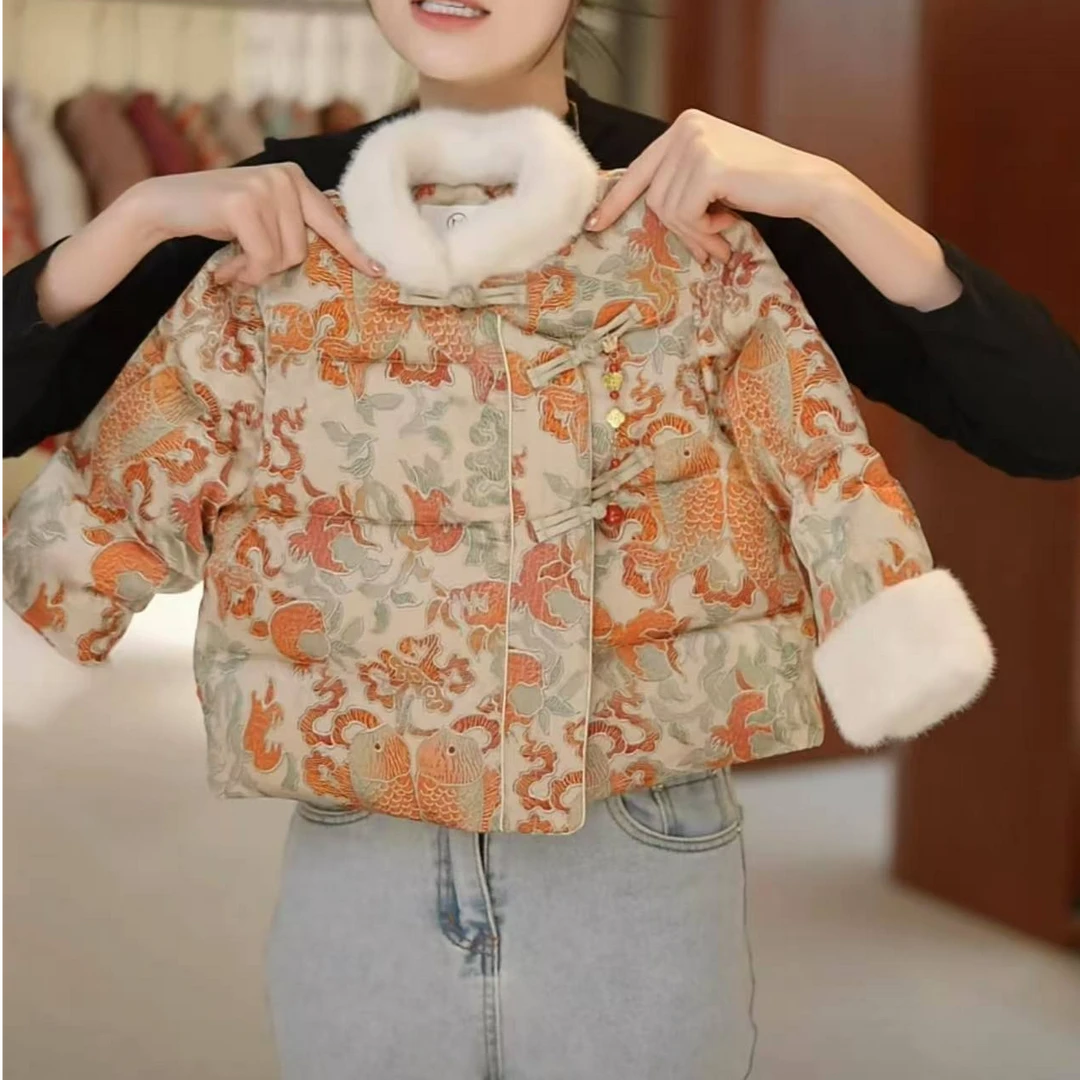 希朵【鲤鱼跃龙门】原创2024冬季男女童拜年服年装棉服MJD246674