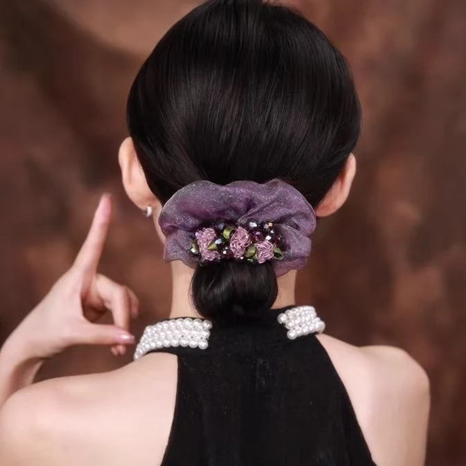 紫藤花大肠发圈女25新款高级感手工头绳扎头发高弹力百搭气质发圈