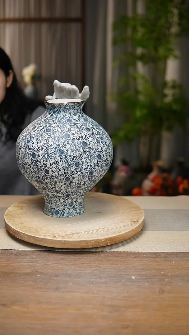 【闪购商品】陶瓷花器青花瓷向日葵灯笼