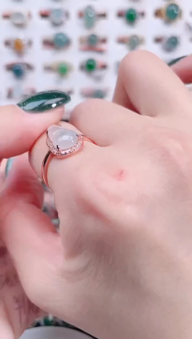 银S925镶嵌戒指翡翠天然翡翠