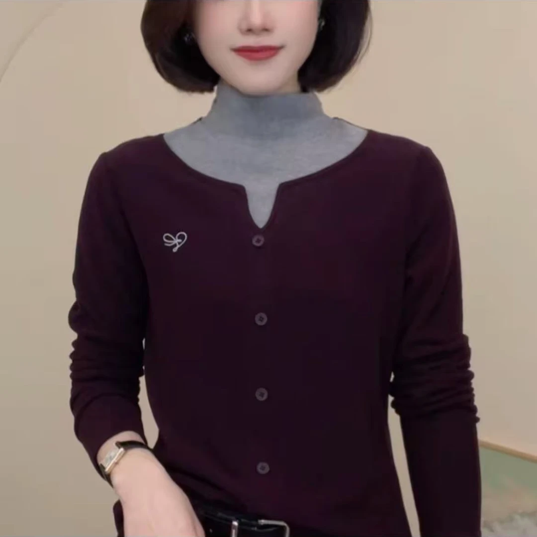 M2595秋冬季气质长袖T恤上衣女洋气百搭