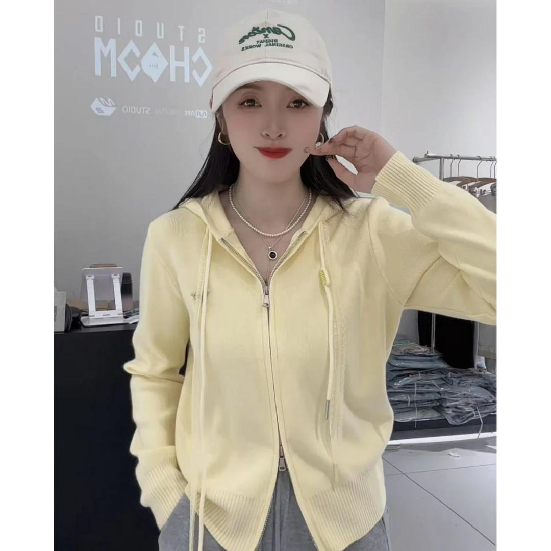 1988 STUDIO•马卡龙韩系连帽针织开衫外套