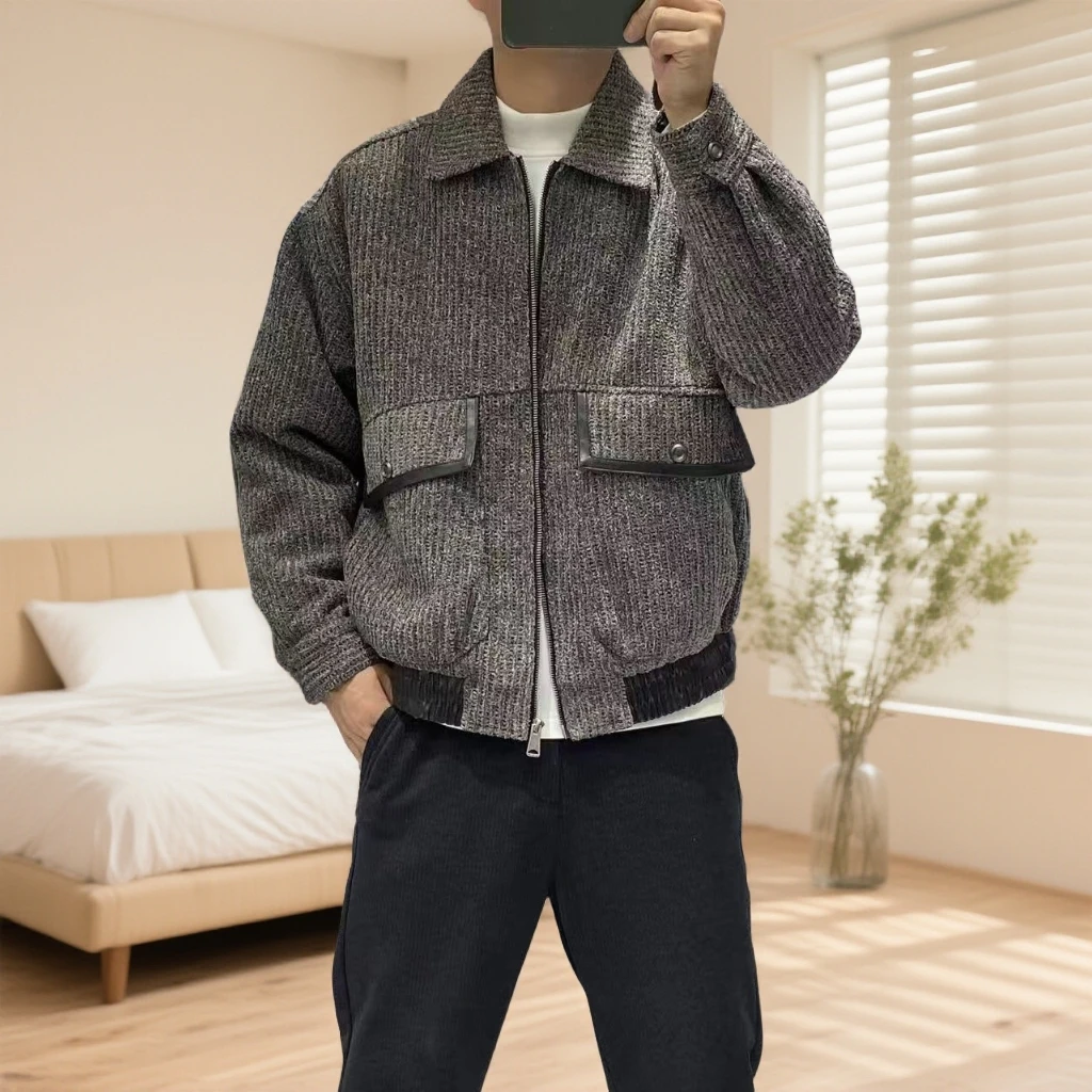 古伦尚B2122男款2025针织配皮表层90白鸭绒羽绒服重工艺时尚潮流