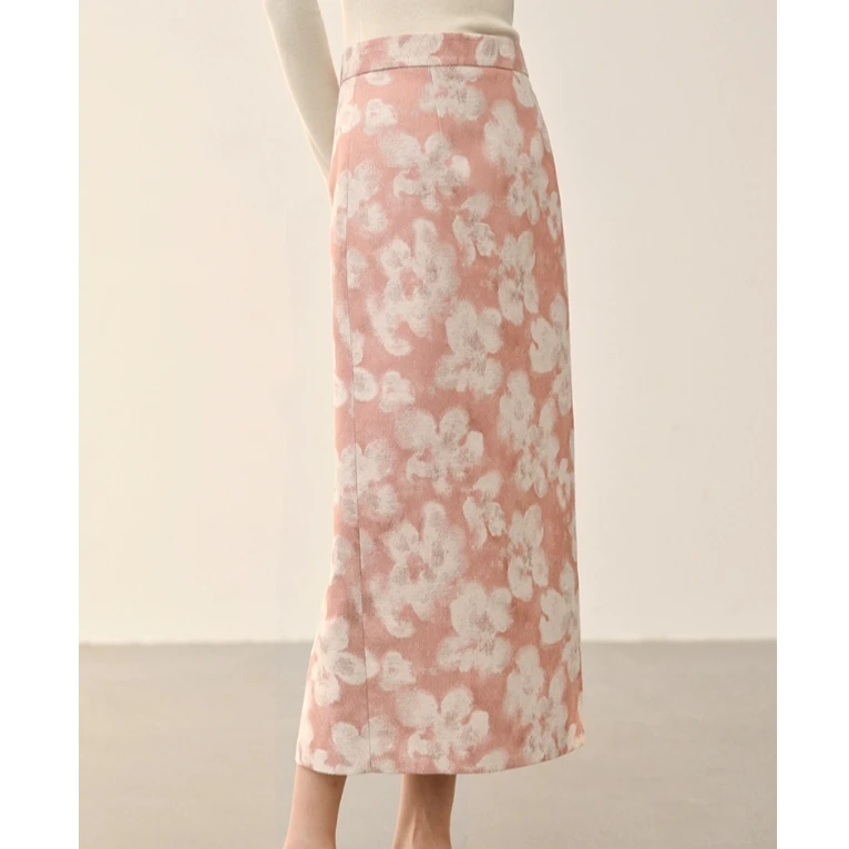 orange desire复古提花直筒半身裙女春季高腰显瘦长裙OD2DSB0036