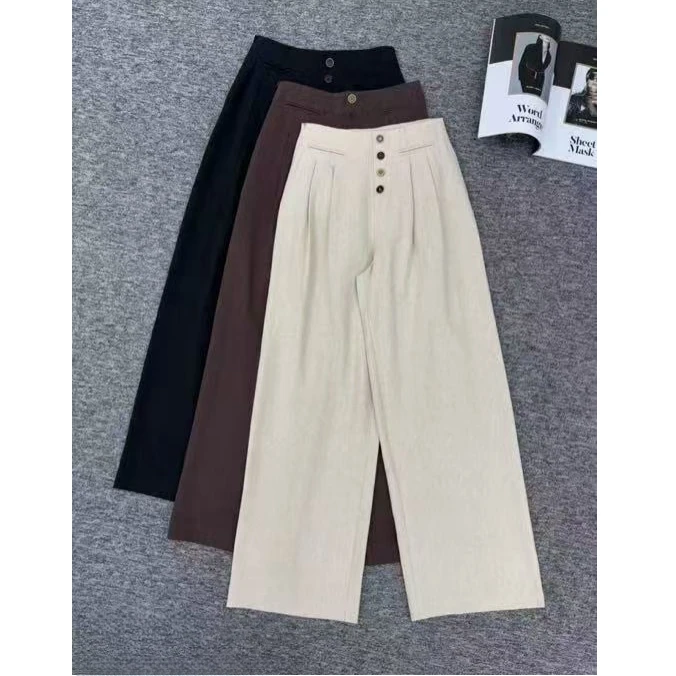 D31125南油爆款纽扣百搭气质时尚修身休闲裤