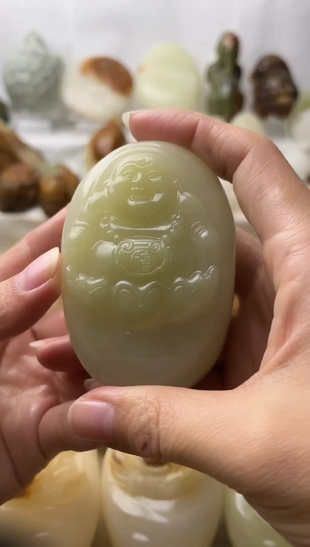 石材古青石棉纹正常不退换弥勒佛