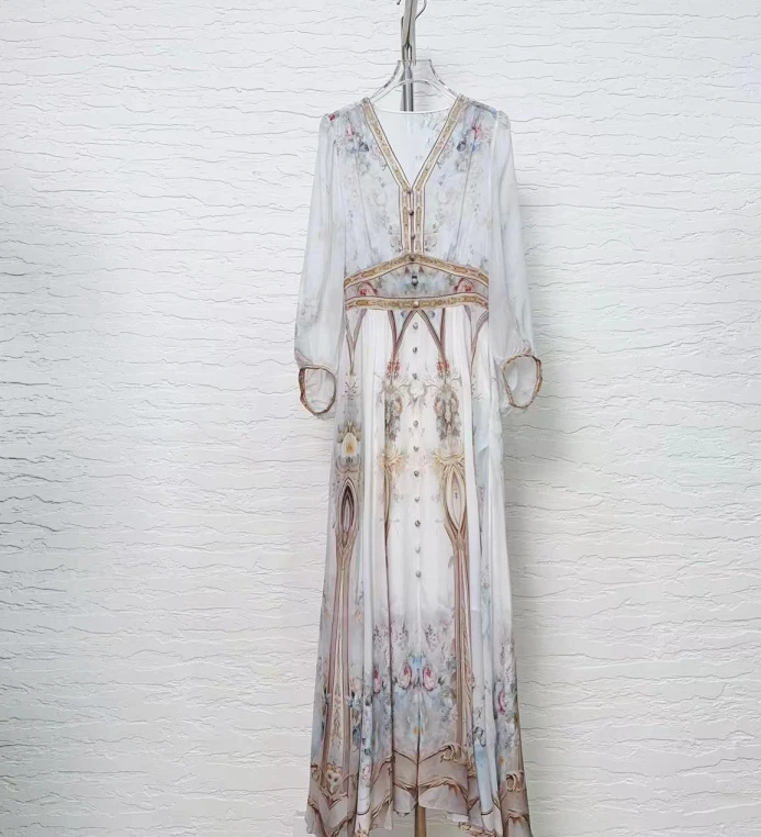 【飞哥女装】2025夏季新款真丝连衣裙花色女裙032