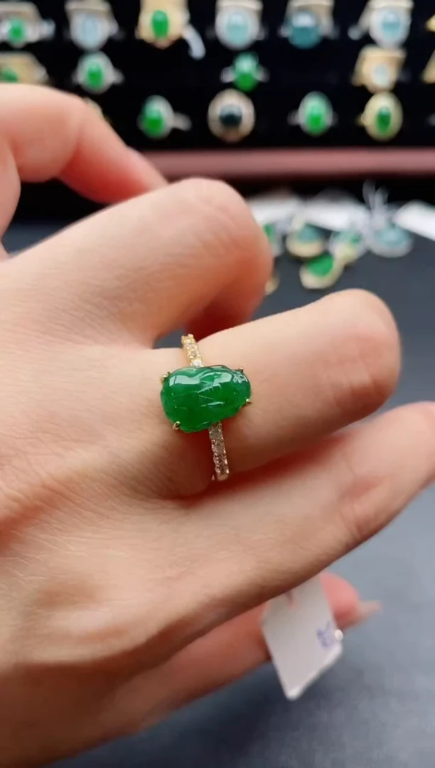 银S925镶嵌戒指翡翠1