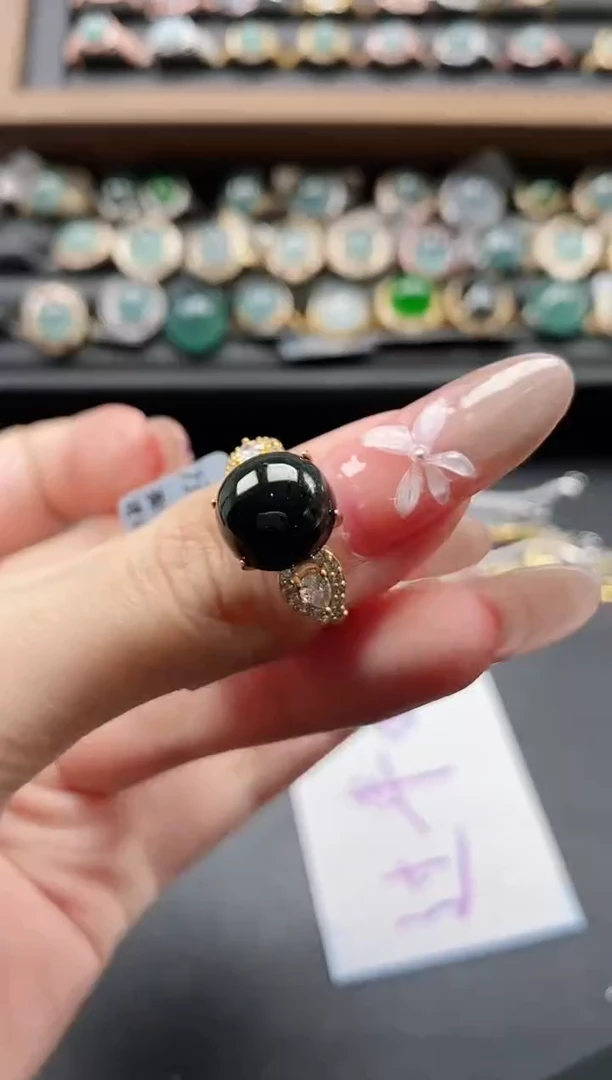 【闪购商品】翡翠戒指银S925镶嵌5151