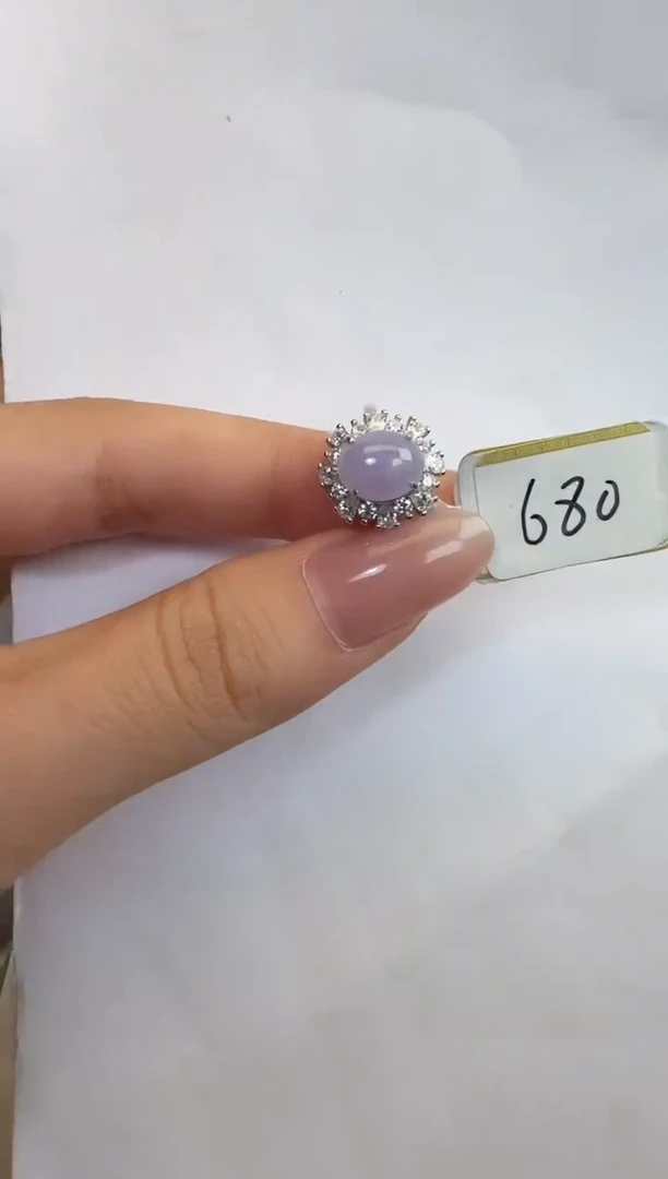 银S925镶嵌戒指翡翠925银镶A货翡翠戒指116