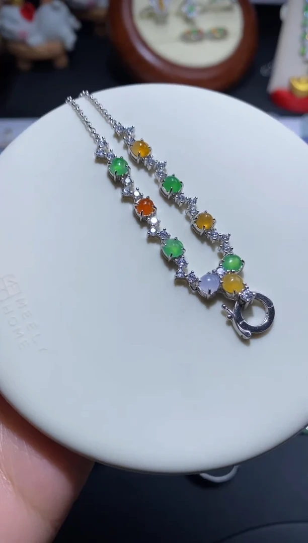 项链银S925镶嵌翡翠48小时鉴赏