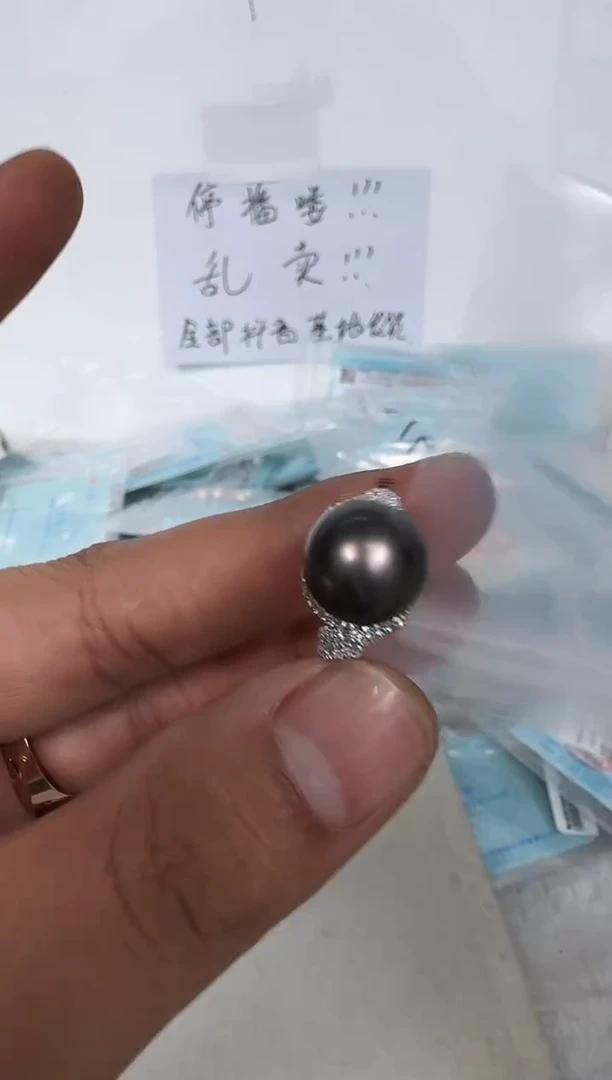 银S925镶嵌戒指海水珍珠戒指