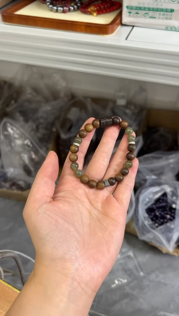 手链未镶嵌和田玉和田玉红棋楠搭配款手链[0494]