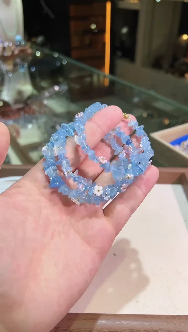 海蓝宝石手链未镶嵌海蓝宝小花（多样性发一）