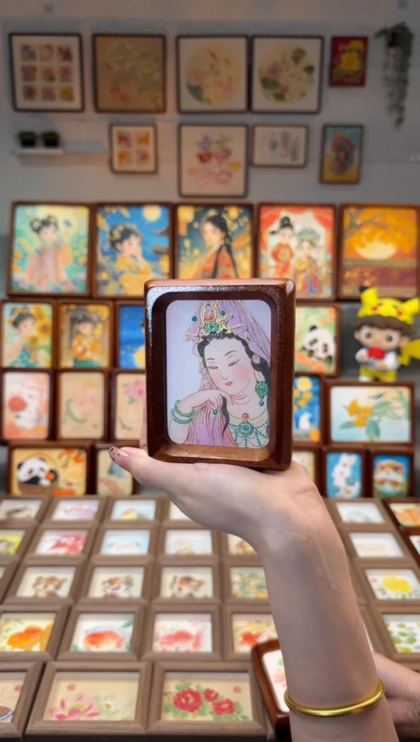国画紫衣观音 手绘国画4