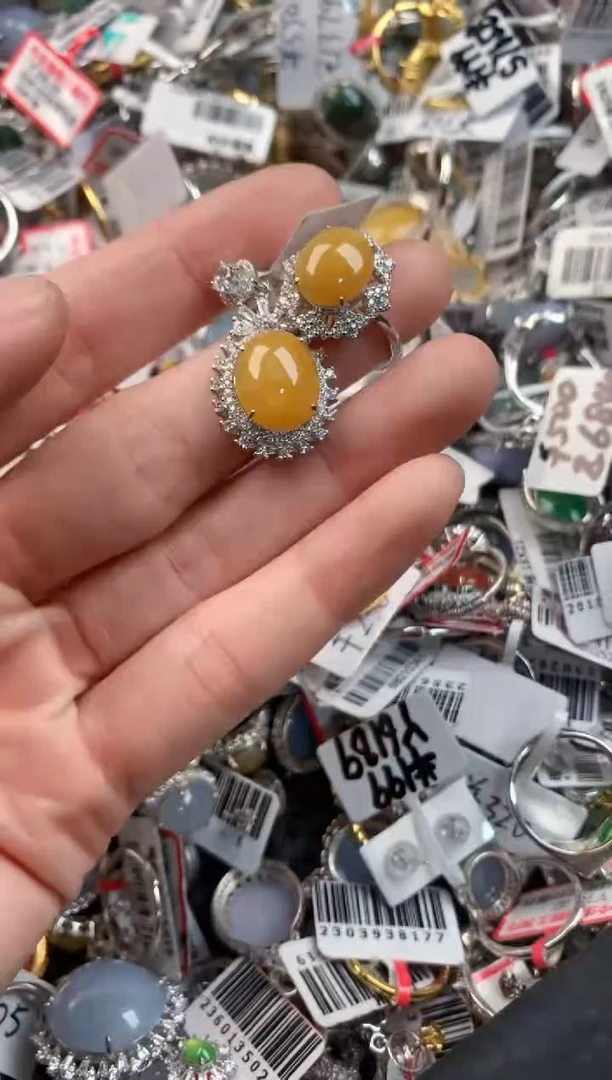 银S925镶嵌戒指翡翠999           8