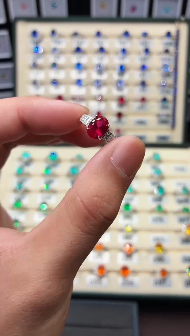 银S925镶嵌戒指红宝石0001