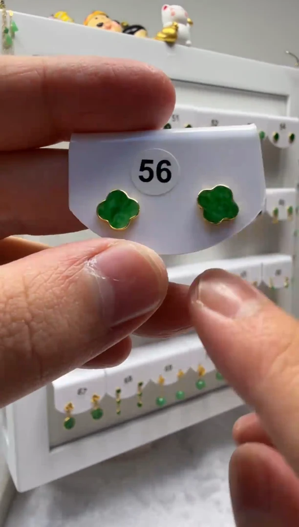 18K金镶嵌翡翠耳饰缅甸天然翡翠a货