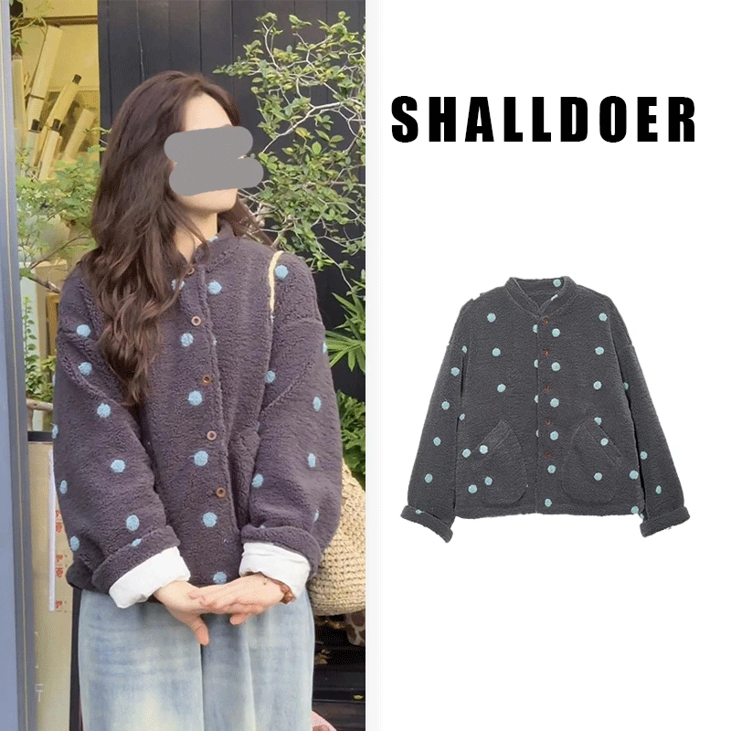 【观山雾保暖外套】2025冬款上新品质波点毛绒外套女舒适保暖