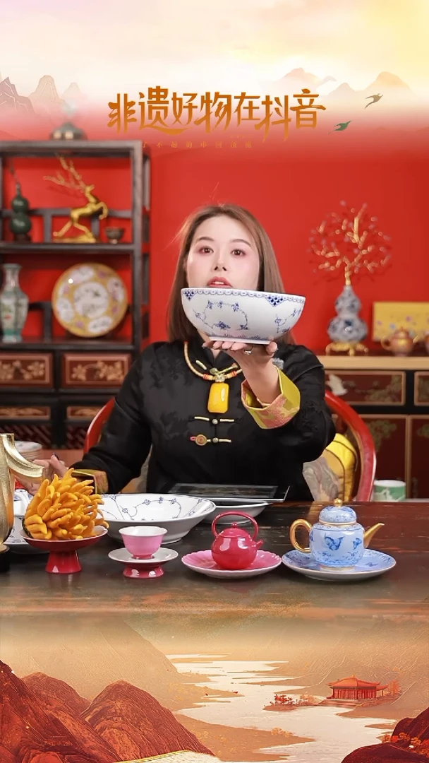 陶瓷观造集/万寿春藤[8寸大汤碗]