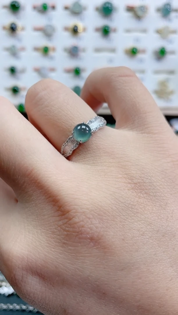 银S925镶嵌戒指翡翠天然翡翠