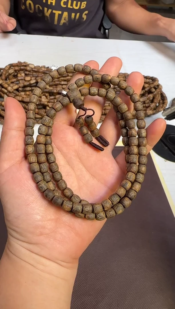 手串沉香沉水级海南老白棋直纹鼓珠长串6mm23g+