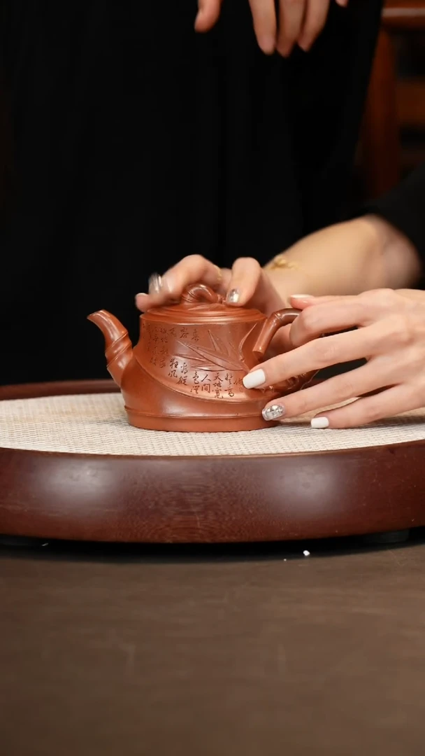 茶壶紫砂【张赦棠龙窑一号】巧色劲竹260c+梅兰竹菊四条屏