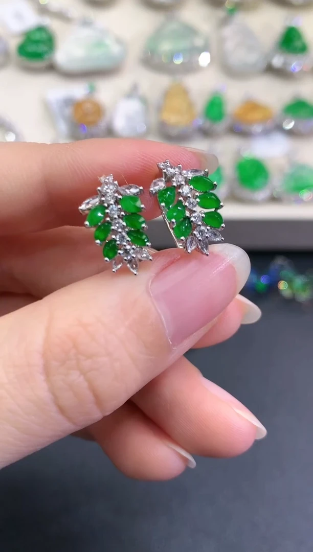 【闪购商品】翡翠耳饰18K金镶嵌C19