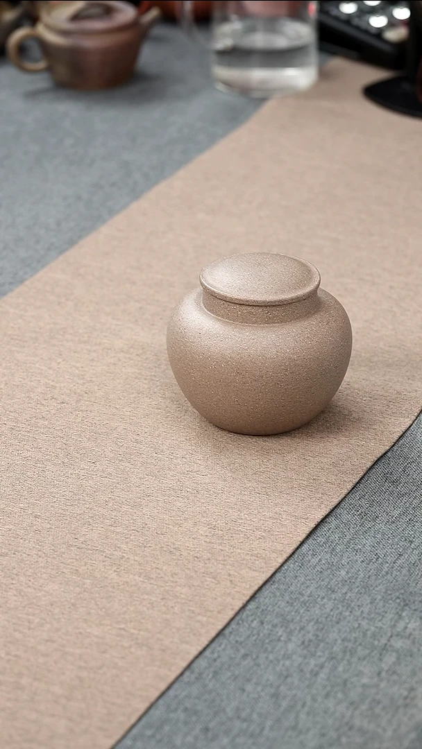 紫砂茶宠石花印茶叶罐