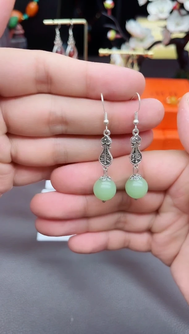 玛瑙/玉髓耳饰银S925镶嵌211000