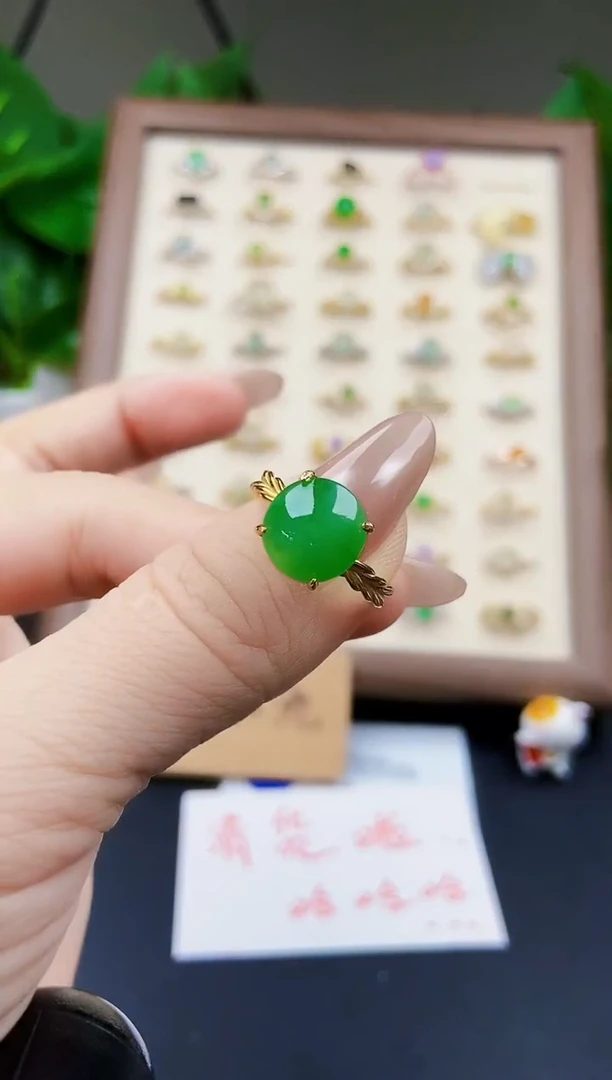 翡翠戒指银S925镶嵌12
