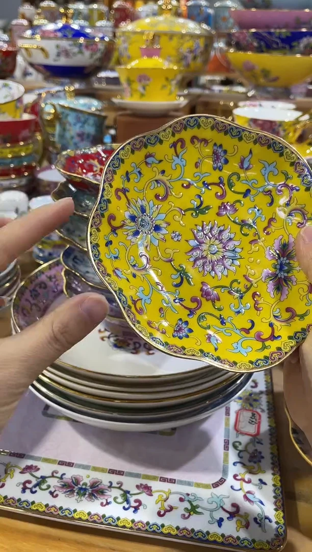 珐琅闪购专属花边款高脚果盘