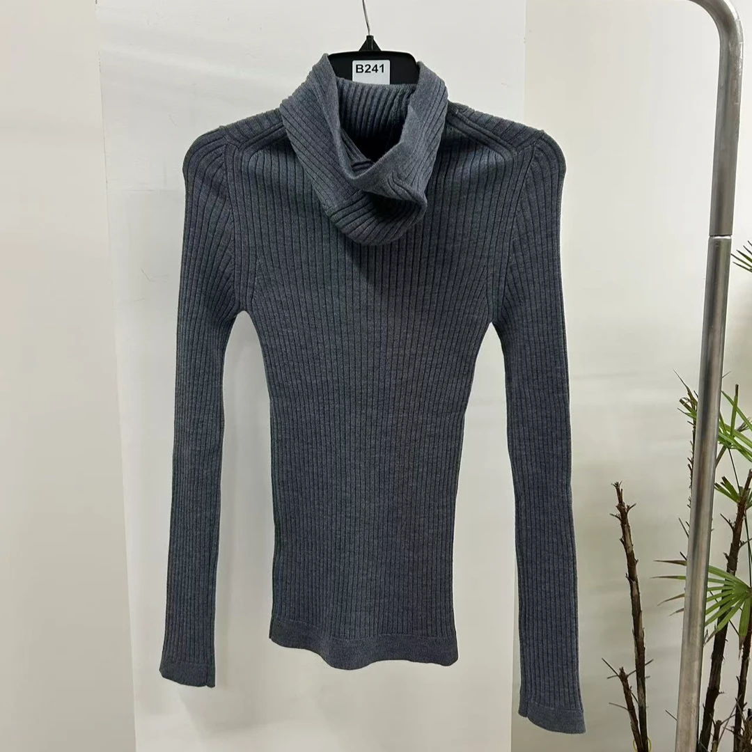 【滑雪系列】欧单！！加厚螺纹针织连帽针织打底衫上衣时尚百搭休闲