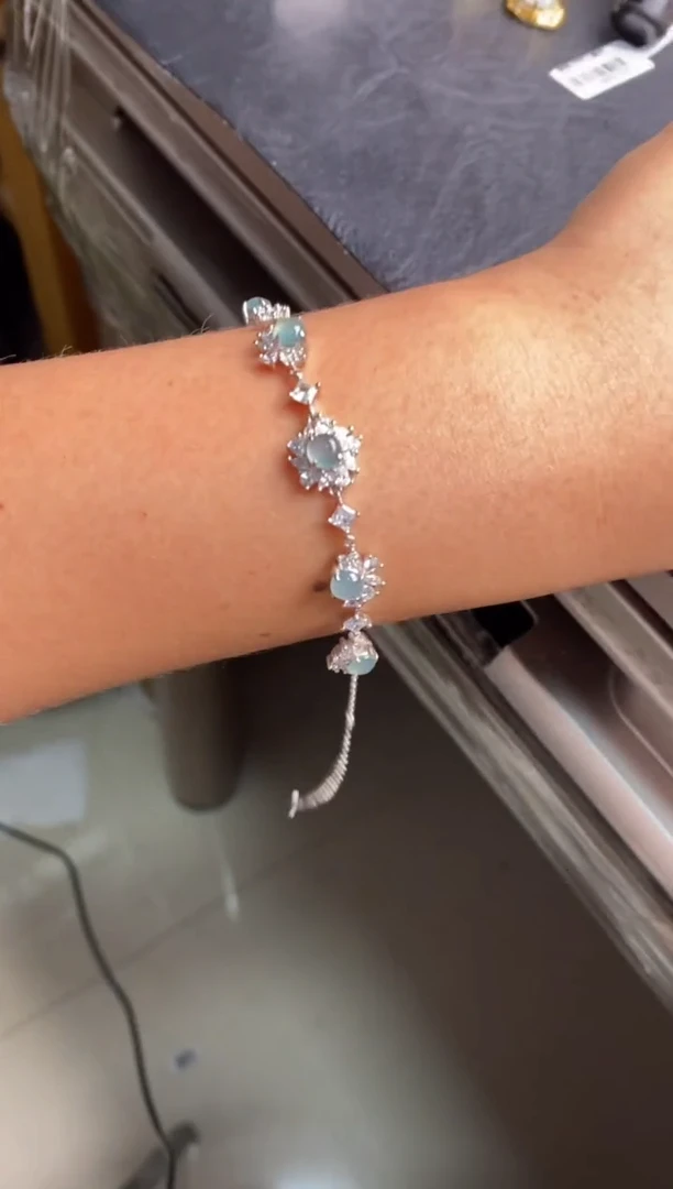 银S925镶嵌戒指翡翠天然A货翡翠