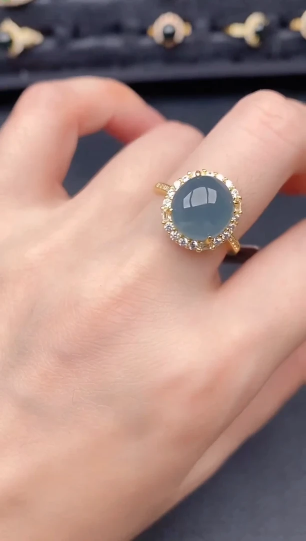 银S925镶嵌戒指翡翠天然a货翡翠94