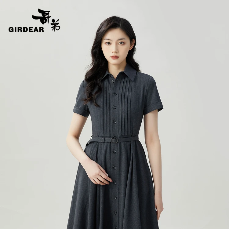 哥弟秋款法式赫本风修身小个子晚宴场合女装长款连衣裙 1500449