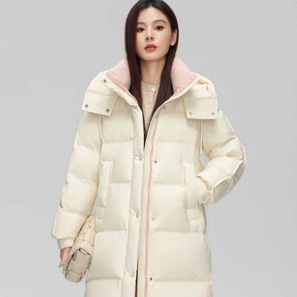 雪中飞24年新款百搭休闲可脱卸帽加厚长款羽绒服X401415324F