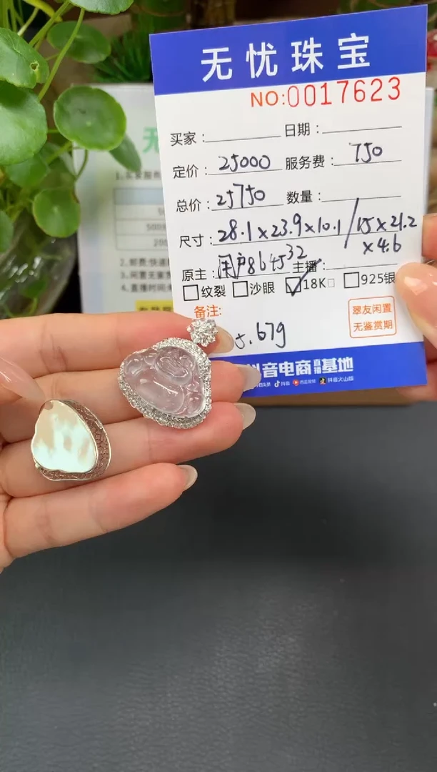 18K金镶嵌定制翡翠糯*饭D946