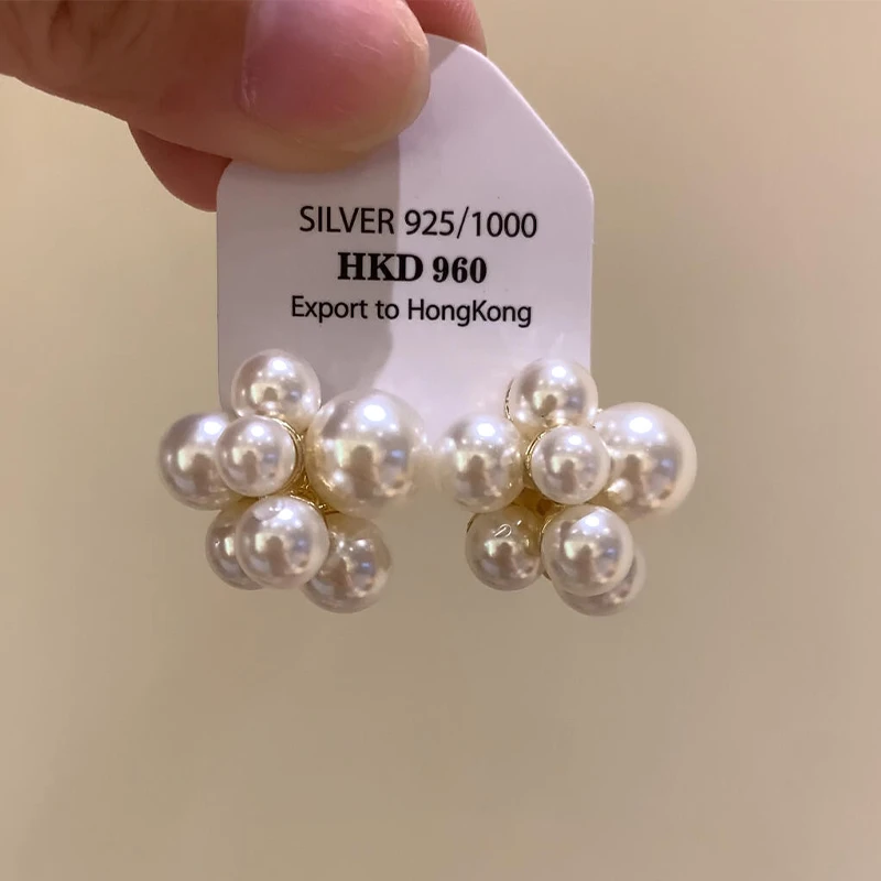 合金耳饰 高级感法式复古珠珠耳钉精致轻奢小众设计气质简约耳钉