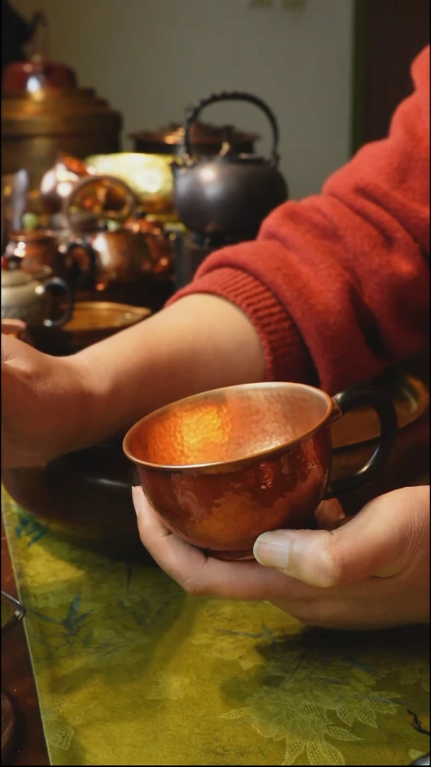 纯紫铜实木柄咖啡杯