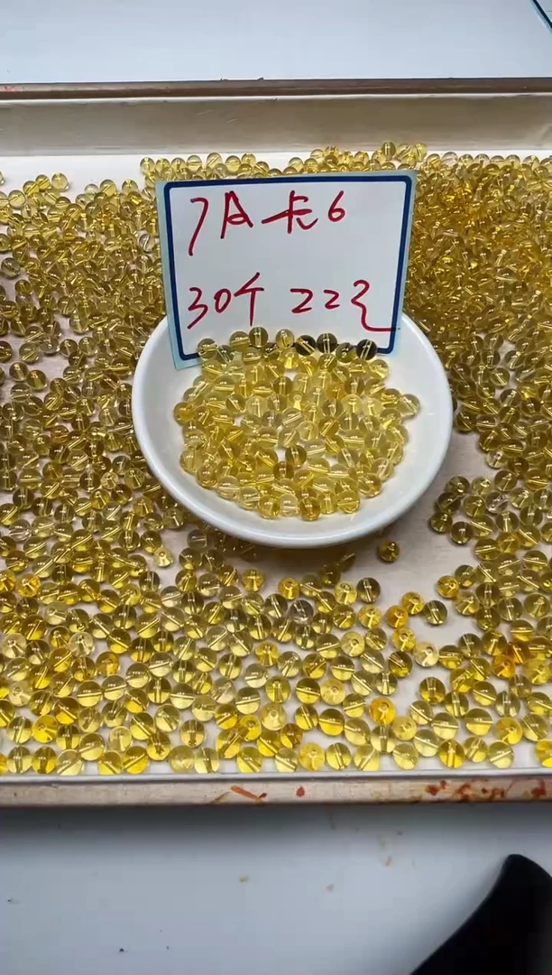 散珠未镶嵌水晶B1002 黄水晶6mm30颗22元