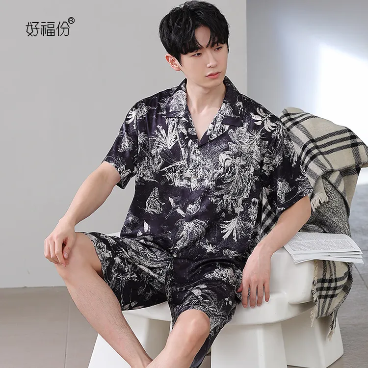 【好福份】夏季男士冰爽丝睡衣短袖可外穿家居服-24067国风泼墨