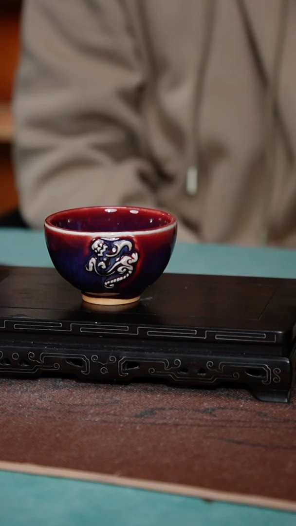 【闪购商品】260-1螭龙鸡心杯（星航手制）